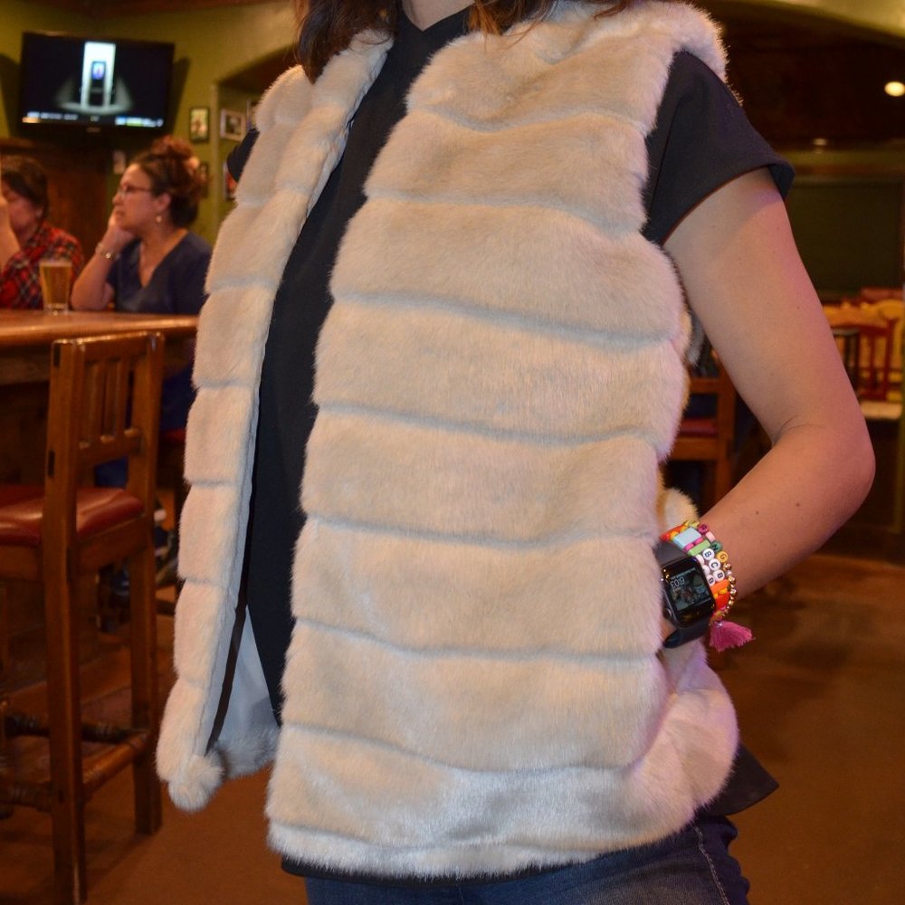 A New Day Faux Fur Vest - Beige/Grey